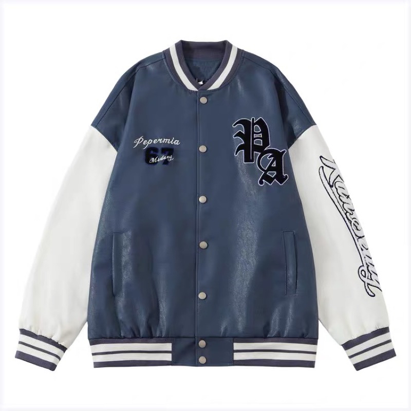 ready stock // mia leather jacket • saveyourself.first basketball jacket baseball bahan kulit bordir