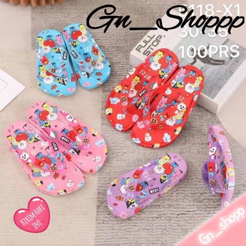 30-35 Sandal Jepit Anak Karakter BT21 Import 5118-X1