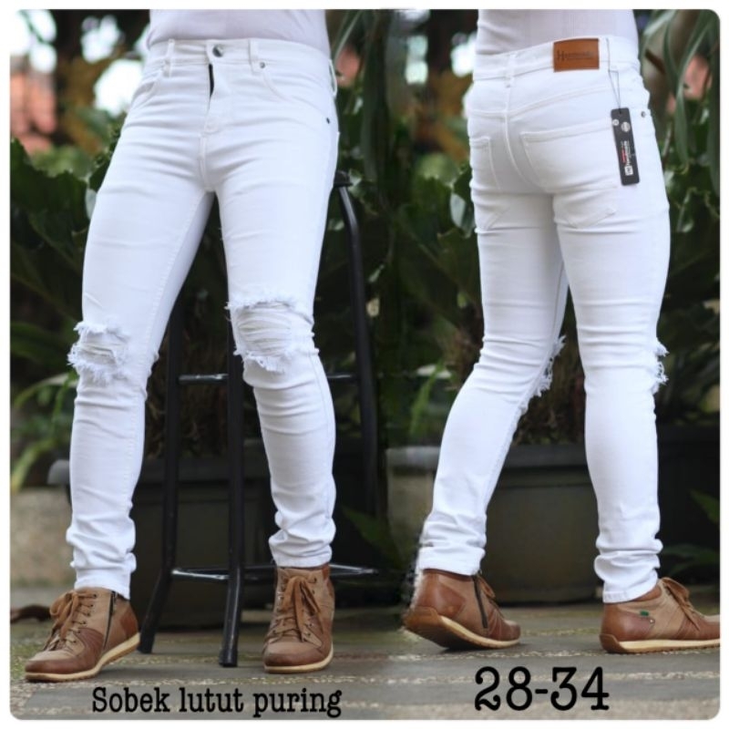 Celana Panjang Jeans Pria Sobek Tidak Tembus Ripped Original Handmade