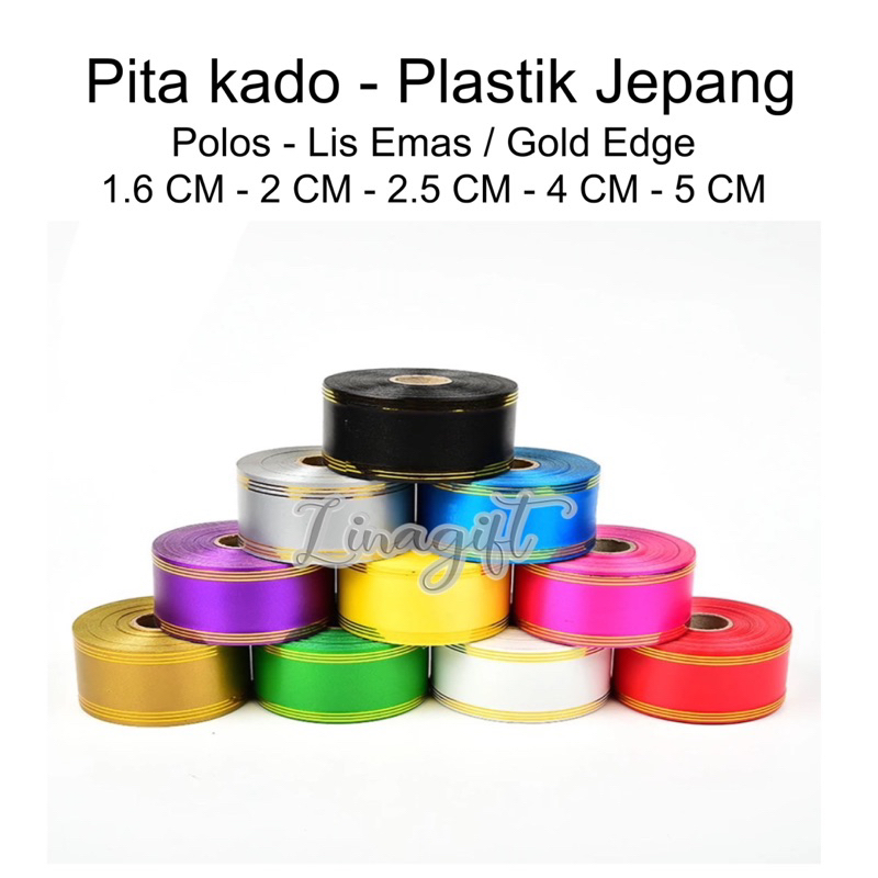 ( Rol 10 Yard ) PITA JEPANG LIS EMAS - GOLD BORDER 1.5 INCH / 4 CM / 1 IN HIASAN KADO HAPPY IDUL ADHA / DEKOR PARCEL IDUL FITRI BINGKISAN SNACK LEBARAN / SOUVENIR GOODIE BAG HIAS RUANGAN PERAYAAN ACARA PESTA EID MUBARAK RANGKAIAN KARANGAN BUKET BUNGA