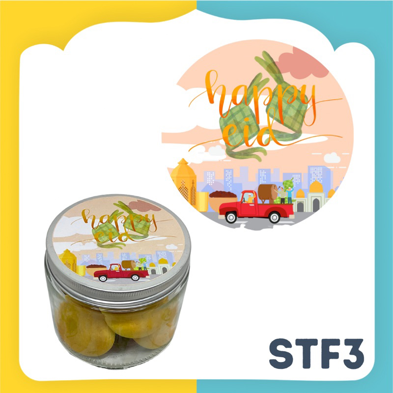 (1Pak =20) STF ~ Stiker Bulat Label Toples idul fitri, Stiker Toples Lebaran, Stiker Eid Mubarak, Sticker Eid, Stiker Segel Toples Kue