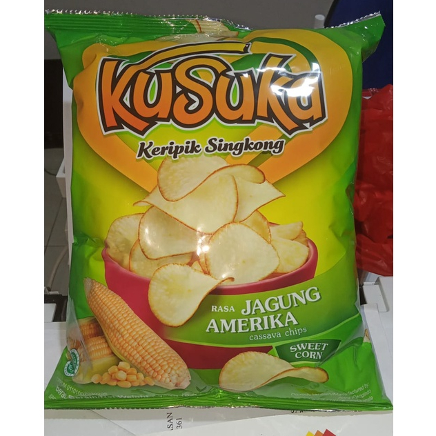 Kusuka Keripik Singkong Jagung Amerika / Cassava chips Sweet Corn 180g