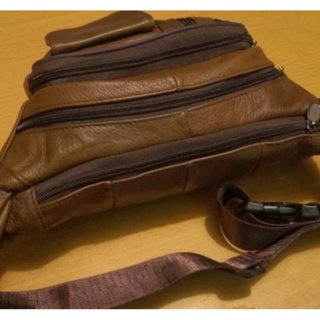Waistbag bag / tas pinggang pria kulit asli polos / tanpa merk #6
