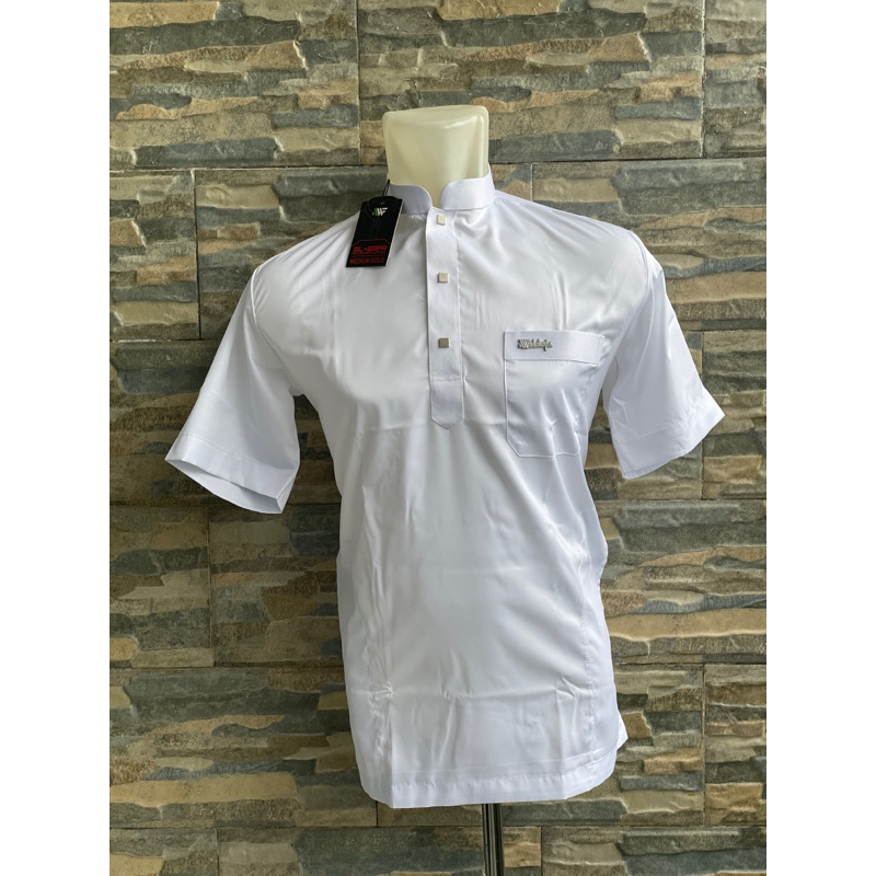 Baju taqwa pria koko maroko al wafa Half sleeve thobe white
