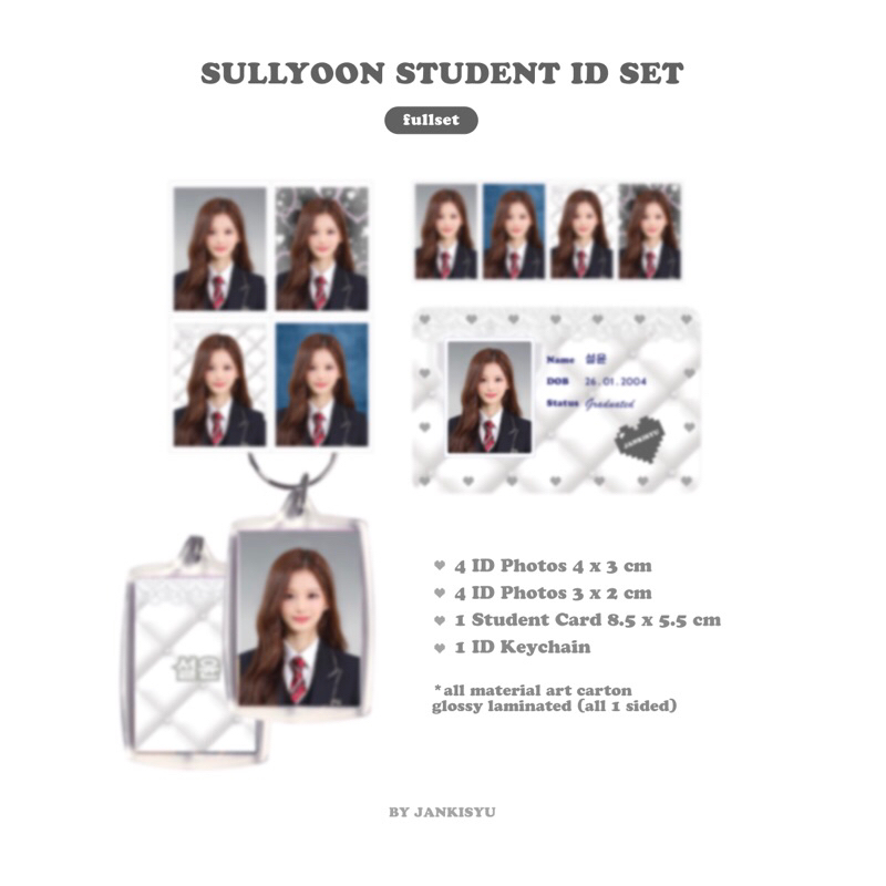 New Jeans Student ID Photo Set BY JANKISYU   (pas foto id photo keychain) Wonyoung Sullyoon Minji Haerin