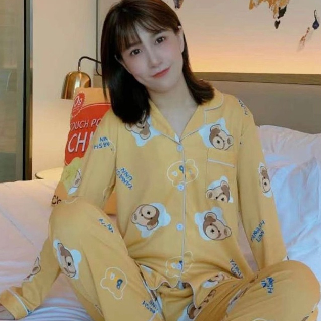 Ready Stock Baju Tidur Piyama Set Lengan Panjang Celana Panjang / Piyama Import / Premium Quality / Baju Tidur Import / Baju Tidur Murah / Piyama Set / Baju Tidur Set