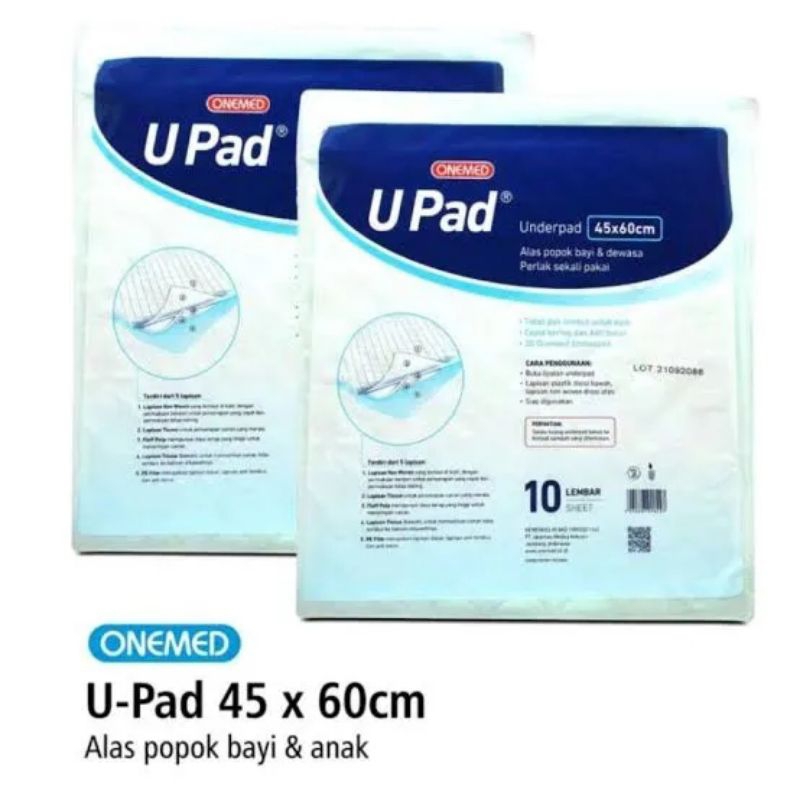 ONEMED UNDERPAD U-PAD 45x60cm ALAS POPOK BAYI &amp; ANAK PAK ISI 10 LEMBAR / PERLAK BAYI