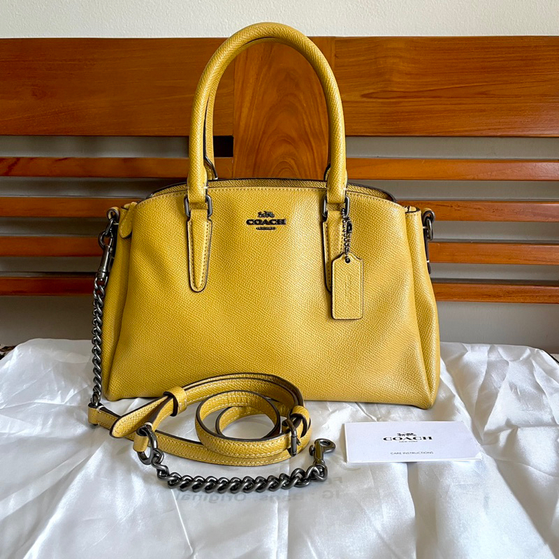 Tas Coach Original Authentic Mini Sage Preloved Second Kulit Branded Yellow Mustard