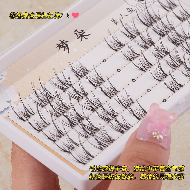 F137 - New Thai-Style False Eyelashes Segmented Fairy Hair Transparent Stalk Natural COS Little Devil  Sun Flower Eyelash Extension Too