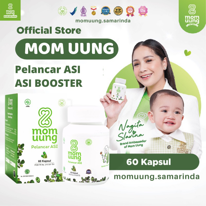 MOM UUNG Pelancar ASI Booster Mom Uung 60 Kapsul NEW FORMULA New  bottle BPOM HALAL HERBAL mom uung Pelancar ASI momuung   MOM UUNG Samarinda Balikpapan Bontang Sangatta Smd Jakarta Jogja Tangerang semarang Bali Surabaya Momuung official kalimantan Bpp