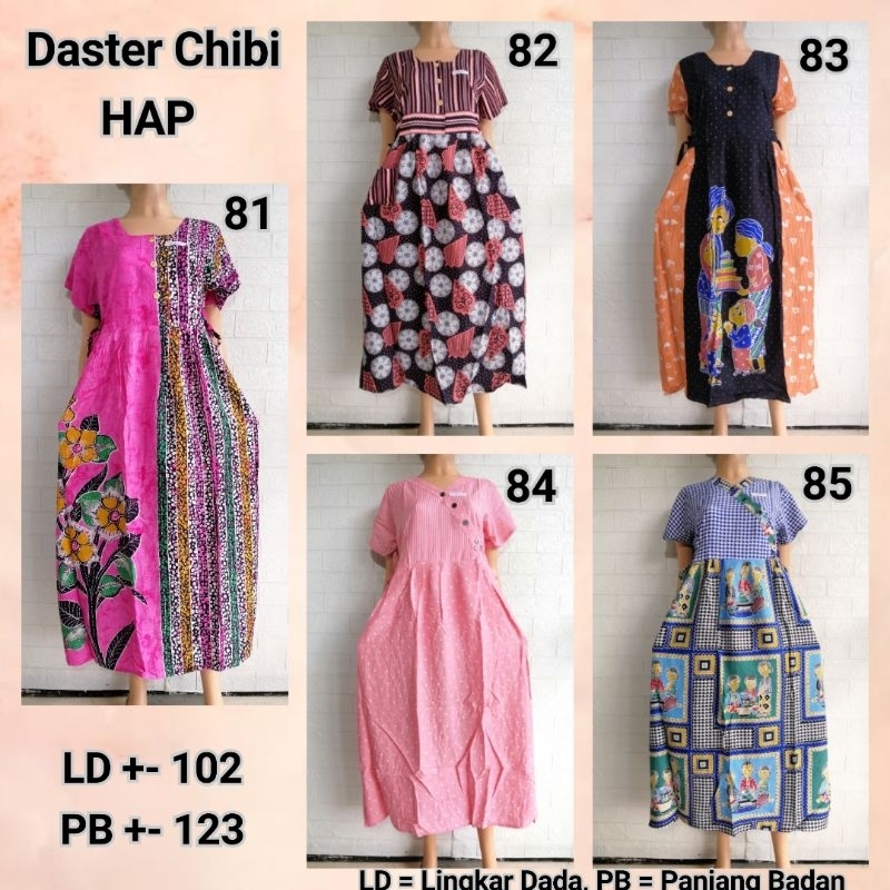 Daster Chibi Lengan HAP Aneka Motif LD 102 Adem Busui Friendly