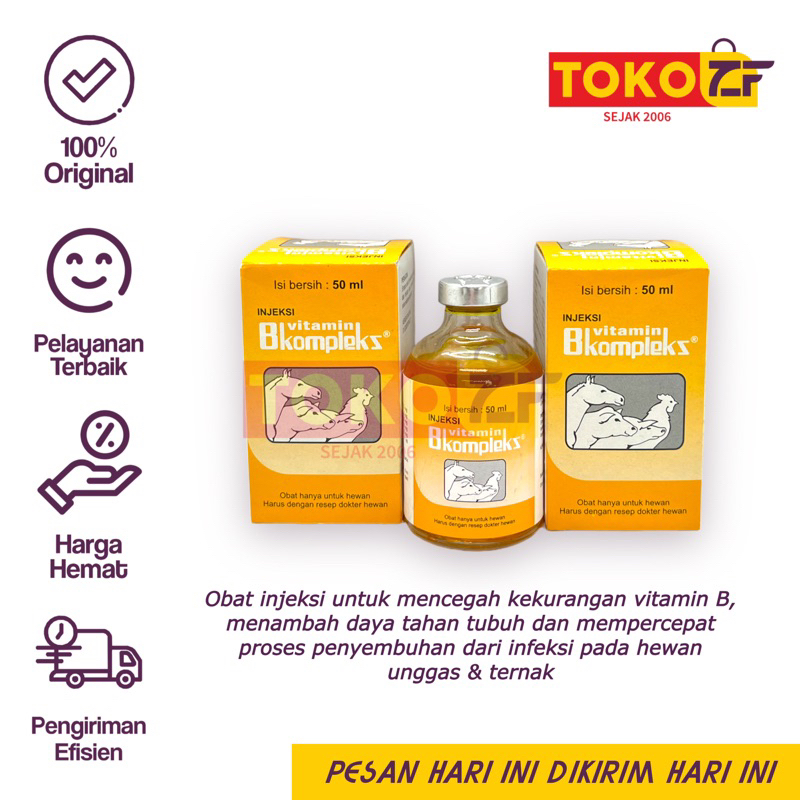 [B KOMPLEKS 50 ML] Vitamin BKompleks Unggas & Ternak B-Plex by Medion | Obat Injeksi Vitamin B Ayam 