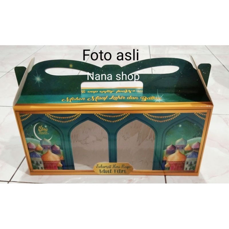 

Box kue kering edisi lebaran idul fitri cocok buat 4 toples persegi
