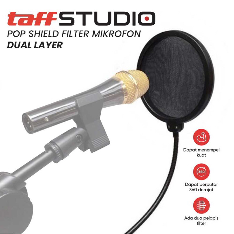 TaffSTUDIO Pop Shield Filter Mikrofon Dual Layer BOP - MPF-6