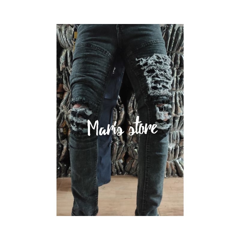 celana jeans biker sobek size 27-38