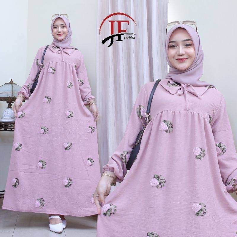 [ BISA COD ] GAMIS LENGAN PANJANG CRINCLE POMPOM / GAMIS KRINGKEL POM-POM PREMIUM MOTIF TIMBUL / BAJU MUSLIM TERBARU / GAMIS VIRAL