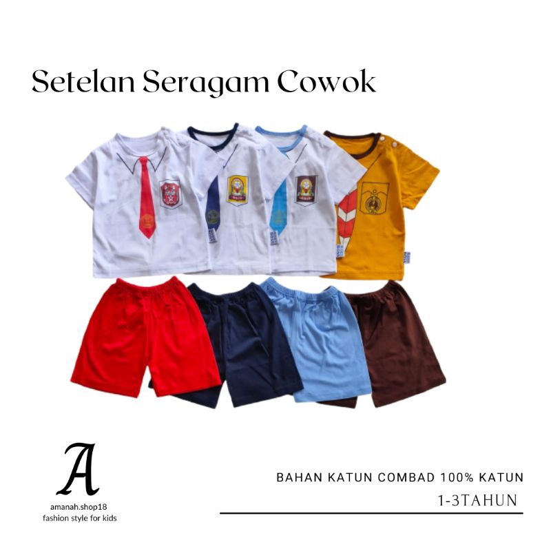 Baju Bayi Cowok Setelan Seragam Cowok Boy SD SMP SMA dan PRAMUKA