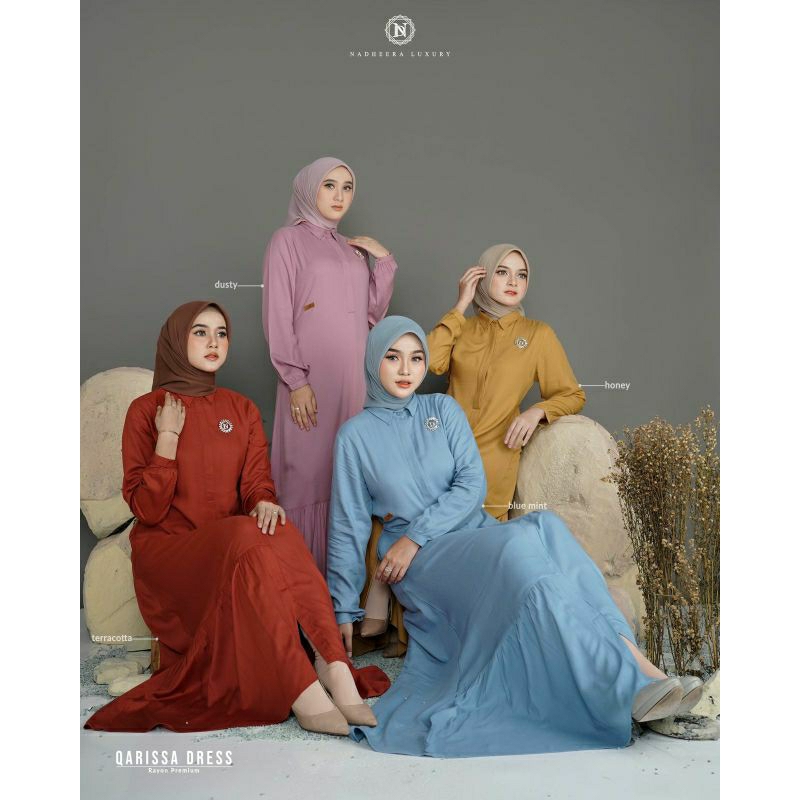 Gamis Katun Rayon Premium / Qarissa dress by Nadheera Luxury / Gamis Polos / Gamis Hitam / Gamis Ter
