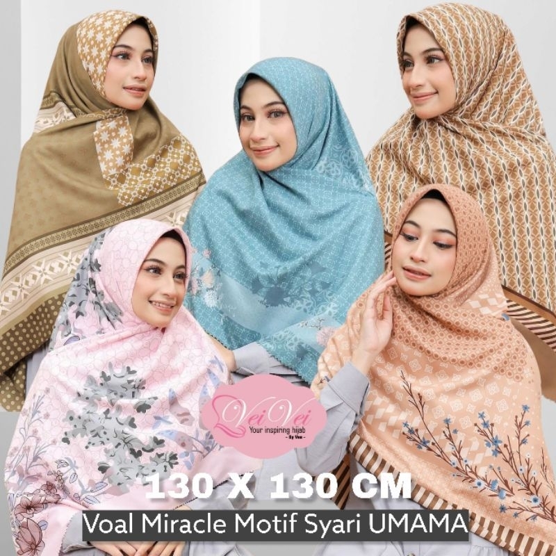 Hijab Motif Syar'i Voal /Segi empat Motif Jumbo /Kota Makassar