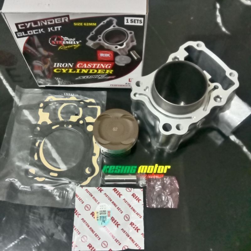 PAKETAN SET BLOK BORE UP 62MM 62 SONIC SUPRA GTR CBR CB 150R K56 XTR XTREMELY RACING