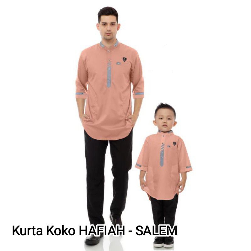 Baju Kemeja Kurta Qurta Khurta Koko Couple Ayah dan Anak Pria Laki Arab Muslim Lengan 3/4 Acara Pest