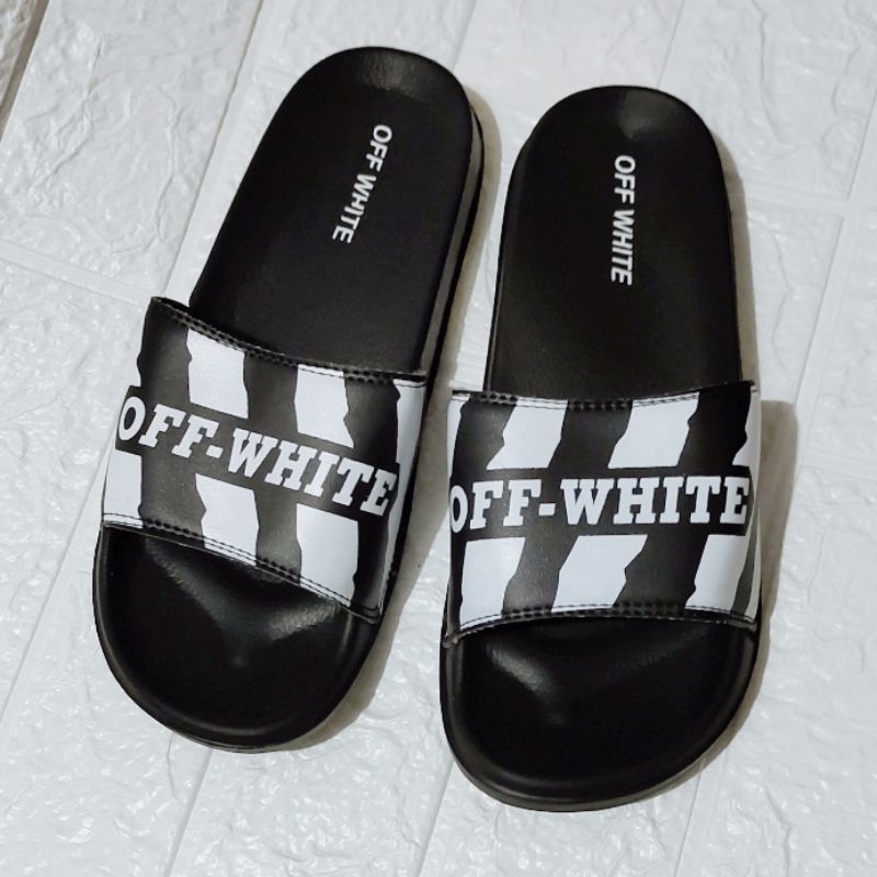 sandal selop off white 02 sandal slip on slide bahan 100% pylon high quality