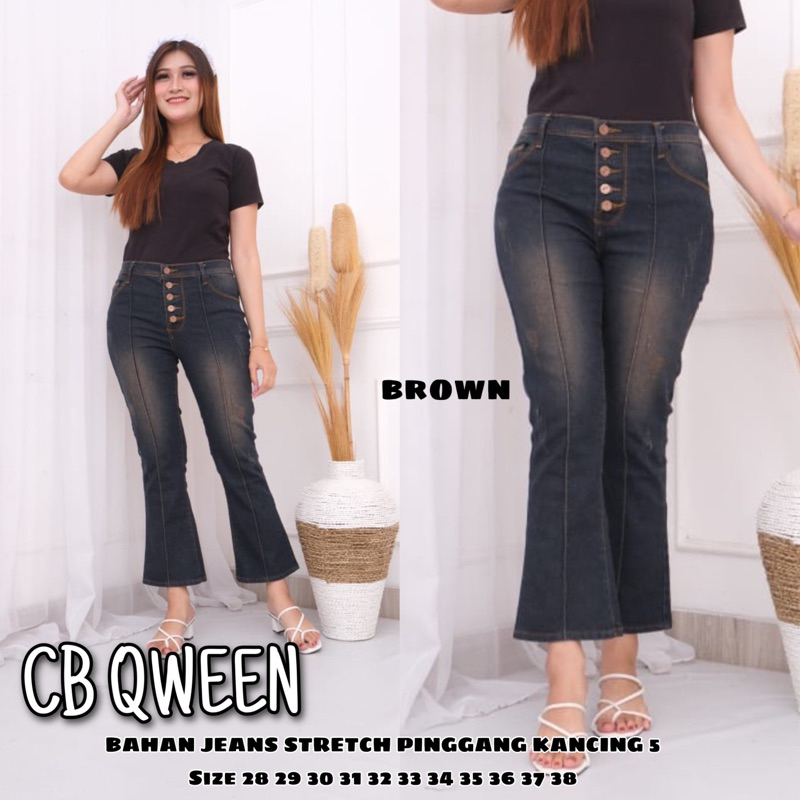 Qween Jeans Cutbray Tulang Kancing 5||Queen Celana Jeans Cutbray Kancing Melar
