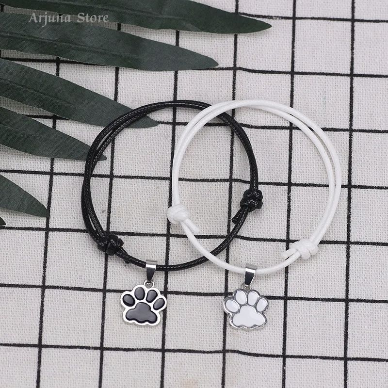 Gelang Tangan Jejak Kaki Hewan Lucu Bahan Tali Korea Bestie Pasangan/Gelang Kaki Kucing Lucu