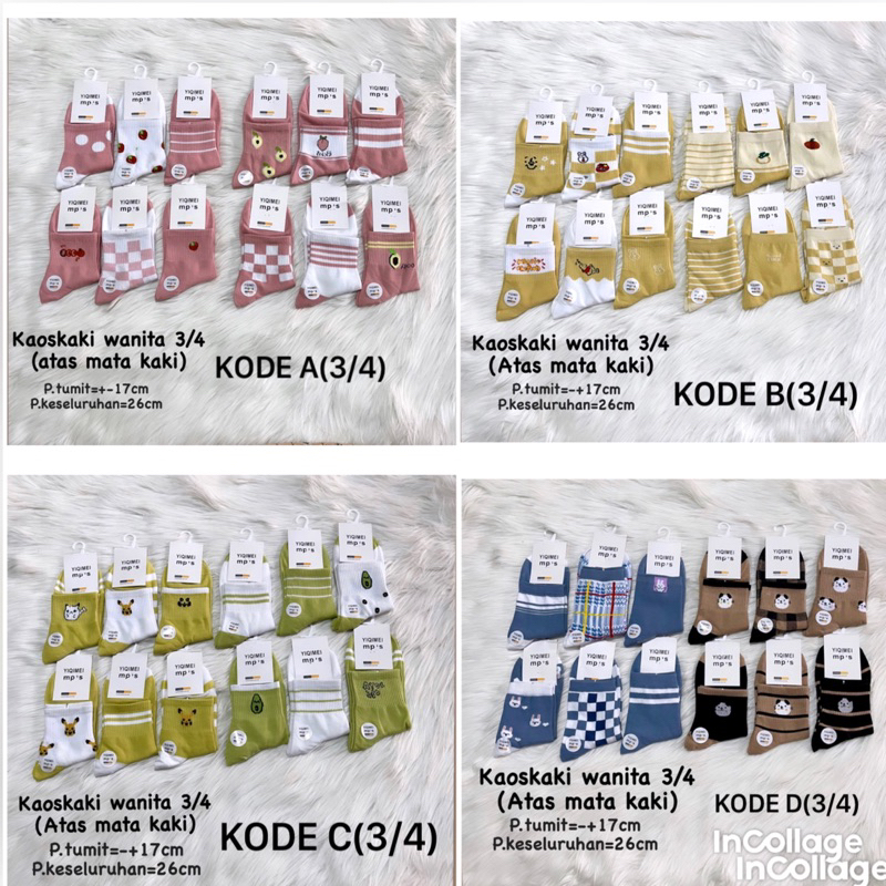 KAOSKAKI WANITA DEWASA-REMAJA 3/4 Atas mata kaki YIQIMEI