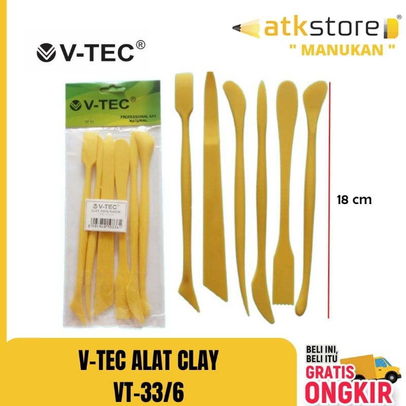 

ALAT CLAY V-TEC VT 33/6 || V-tec Pottery Sclupting Art Clay Tools Alat Ukir Cukil|| Clay knife plastik kuning doff vtec
