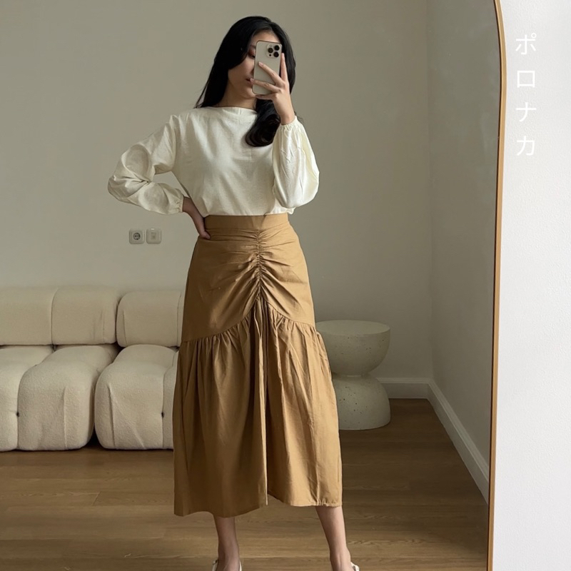 PORO NAKA - SENA Linen Ruffle Maxi Skirt