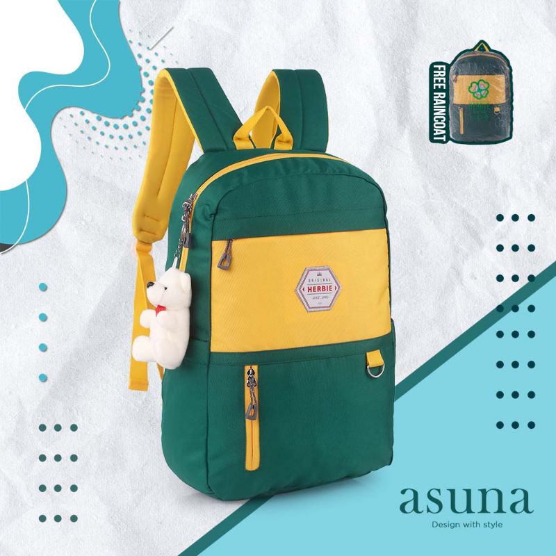 HERBIE Tas Backpack Wanita Terbaru Free Gantungan Boneka | Tas Sekolah Casual | Tas Ransel Gendong