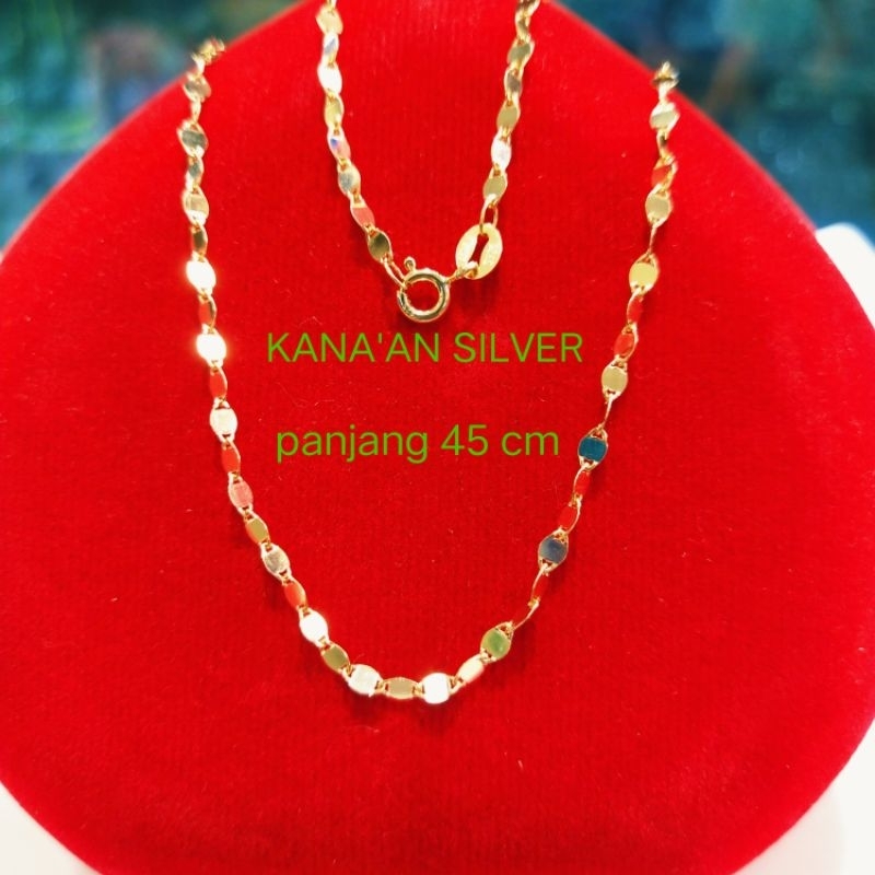 Kalung Toscano/biji timun remaja & dewasa warna rose gold perak asli 925/Silver lapisan emas kuning