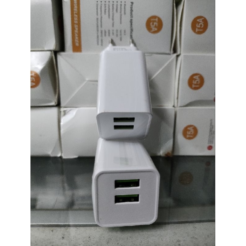 Batok Kelapa Cas Adaptor Charger 2 USB 1 USB