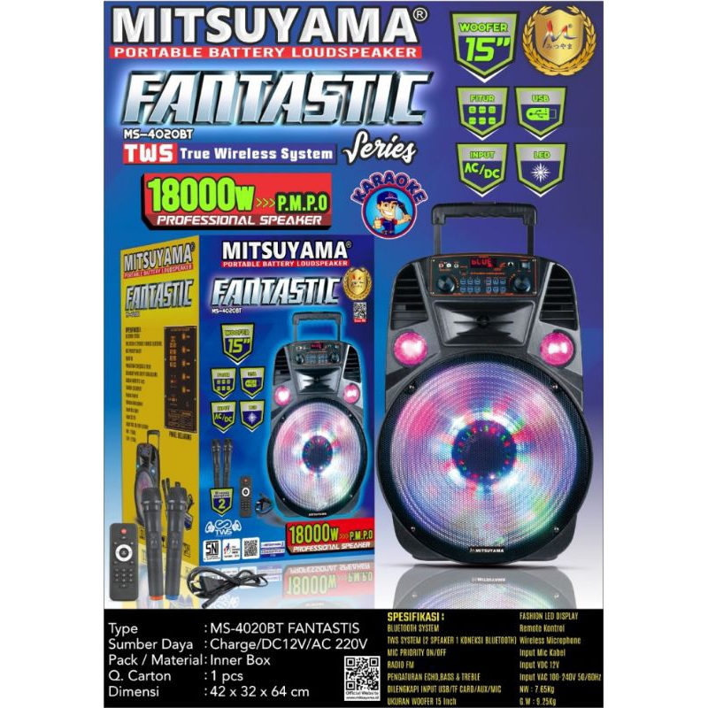 Loudspeaker Portable Battery Mitsuyama MS-4020BT Series Fantastic