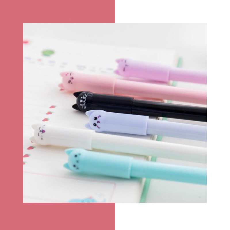 DuaWarna Pulpen Kucing Pena Pen Bolpen Ballpoint Motif Karakter Kucing Meow Pulpen Gel Import