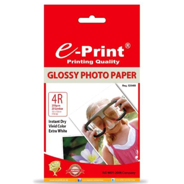 

E-Print Glossy Photo Paper 4R / A6 200 gsm / Kertas Foto Glossy Eprint 4R ( 15 x 10 cm )