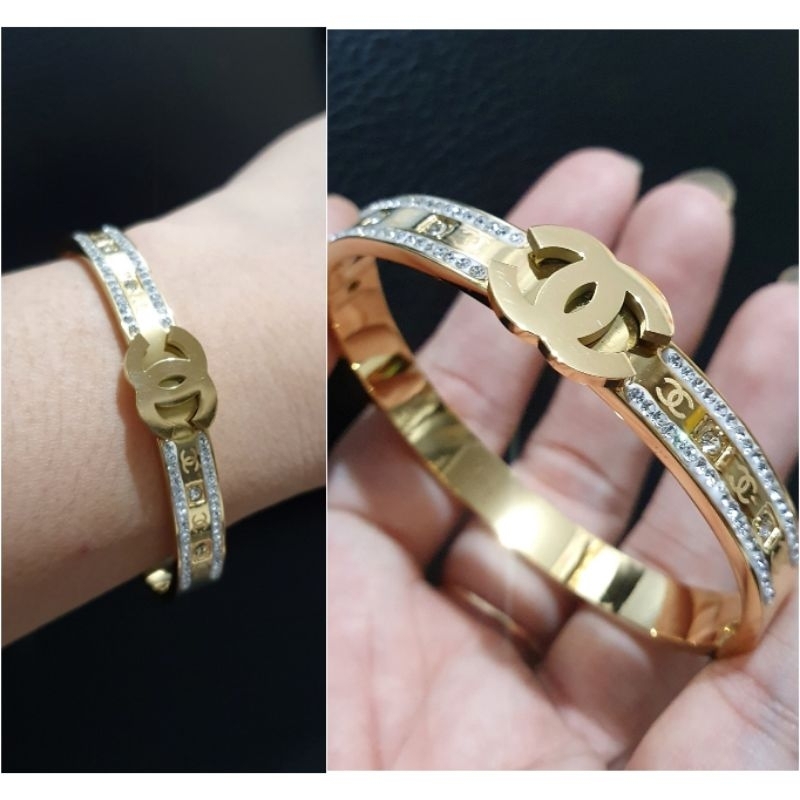 Gelang Titanium asli gold Premium Quality Anti karat anti alergi  Bracelet Stainless Steel Ori 0293