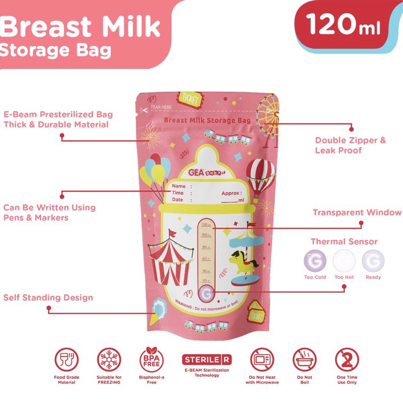 GEA BABY Kantong Asi 120ml Profession Boy &amp; Girl Breast Milk Storage Bag