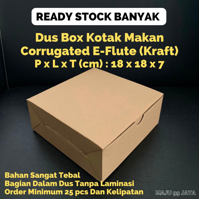 Dus Box Kotak Makan / Hampers 18x18x7 EFlute Polos (Corrugated) - Dus Coklat 18 x 18 x 7 - Dus Box K