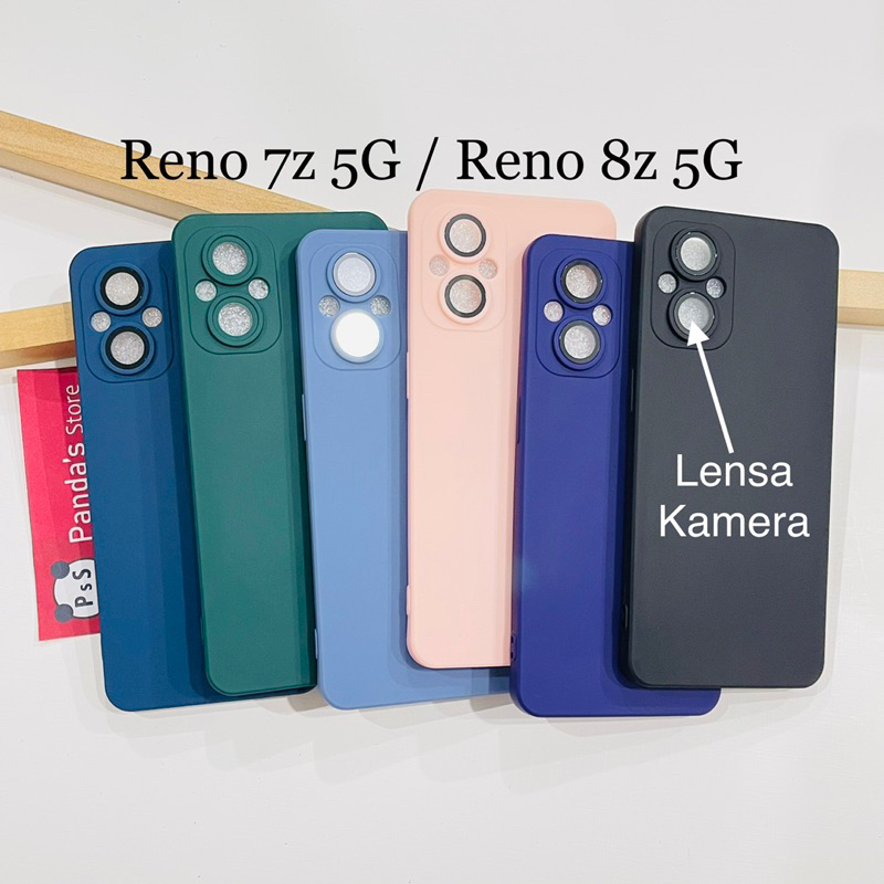 Case Oppo Reno 7z / Reno 8z 5G Lenspro Makaron Full Color Softcase Pro Lensa