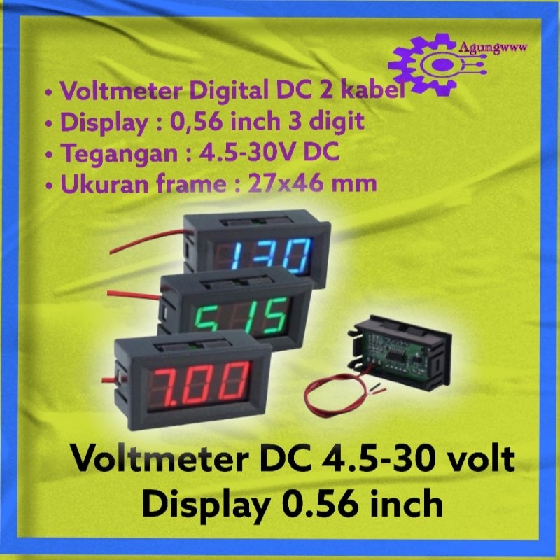 voltmeter dc 2 kabel digital dc voltmeter 4.5-30 volt dc