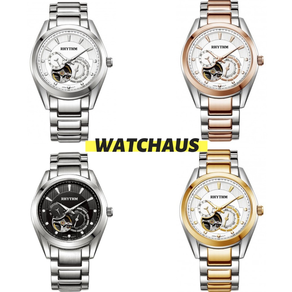 JAM TANGAN PRIA RHYTHM AUTOMATIC A1402 S01 S02 S03 S04 SILVER STAINLESS STRAP