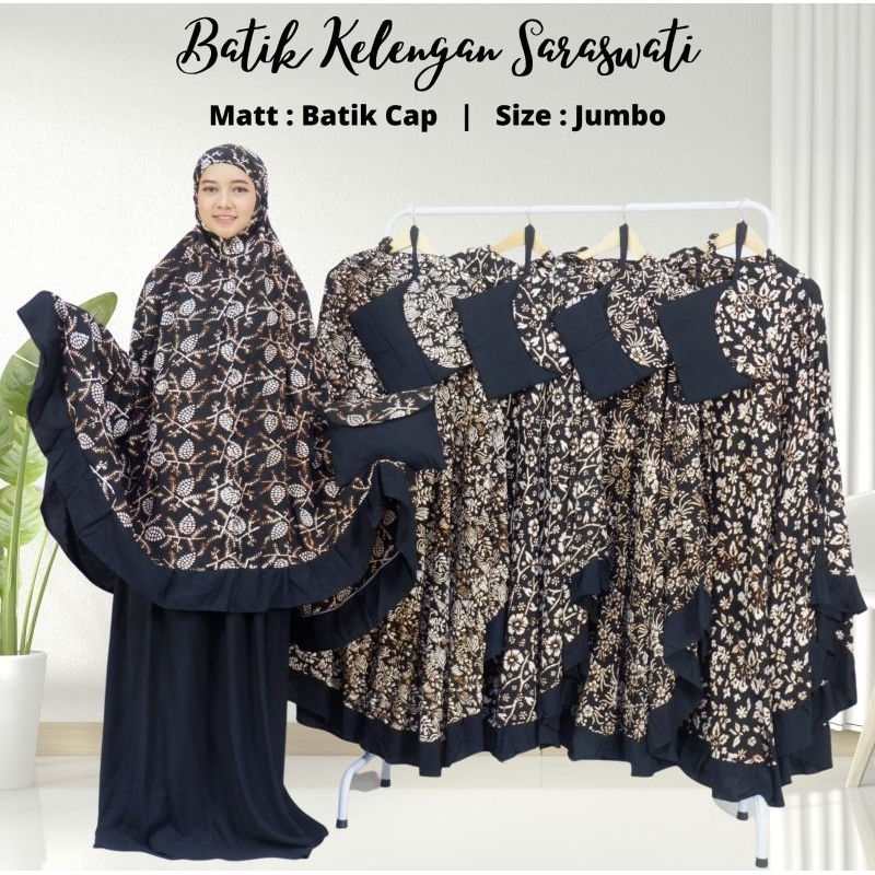 Mukena Dewasa Batik Cap dan Rayon Premium Super Jumbo