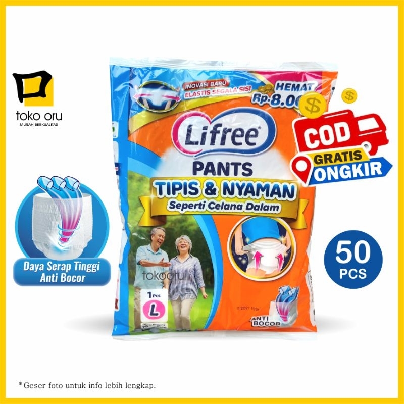 Popok Celana Lifree L 1 x 50 Sachet Pempers Dewasa