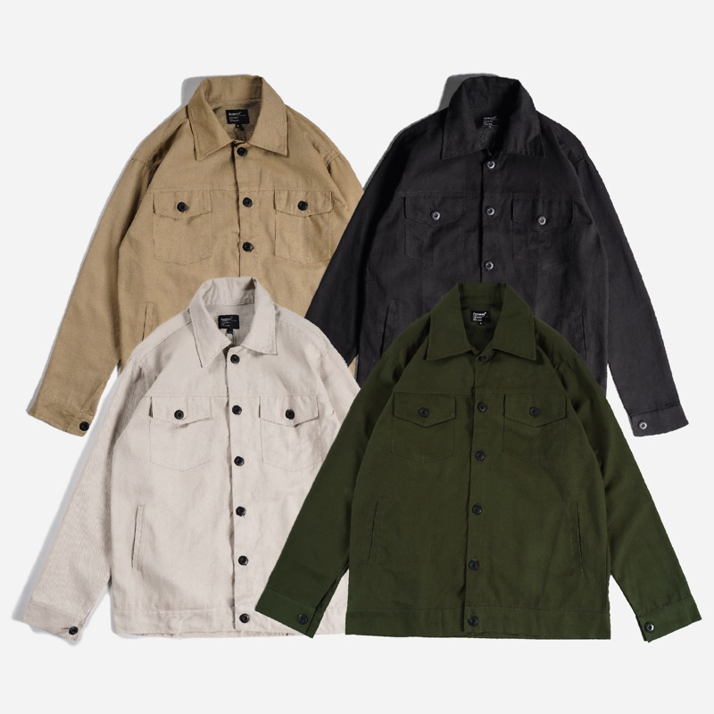 [N01103] Jaket Kanvas Motif Distro Twill Tebal