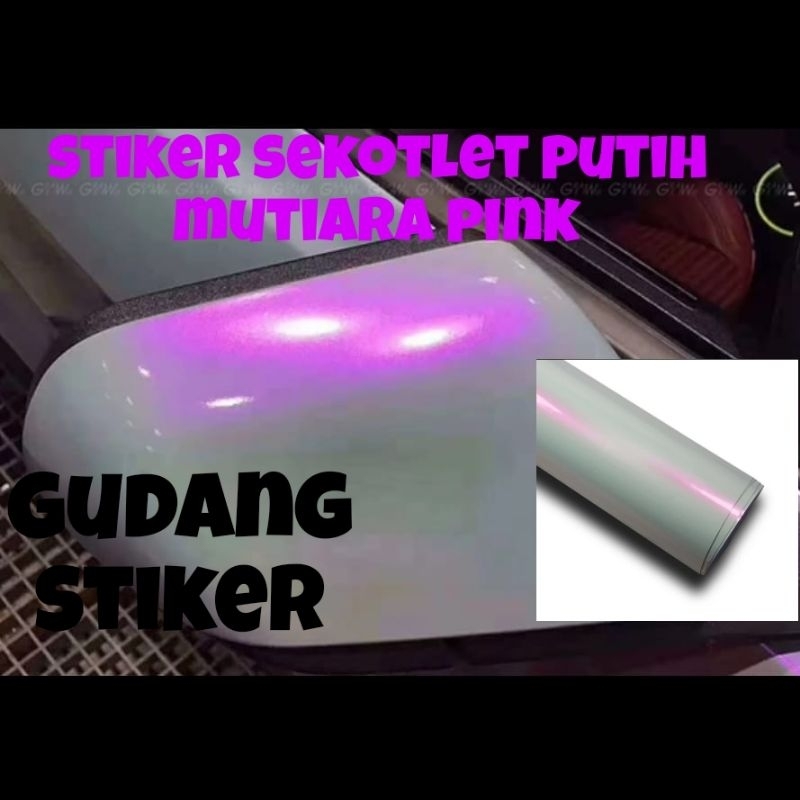 STICKER SKOTLET MOTOR WARNA PUTIH MUTIARA / STIKER LEMBAYUNG UNGU / SKOTLET PUTIH LEMBAYUNG PINK