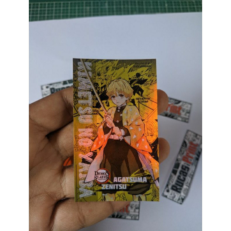 

Stiker Anime Hologram waterproof Zenitsu Demon Slayer SDMS01