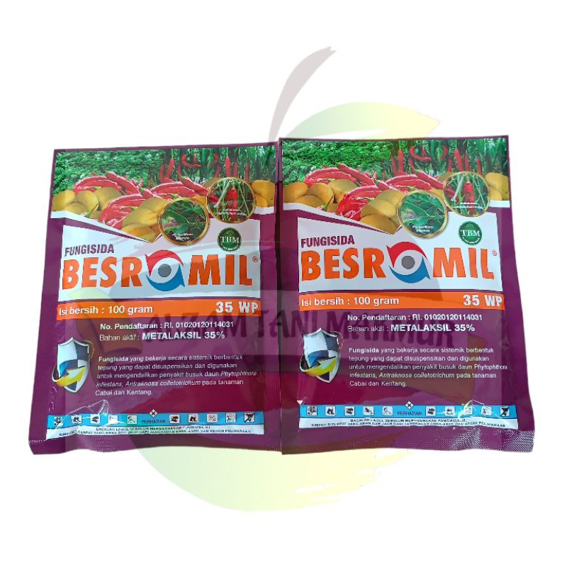 Fungisida BESROMIL 35 WP isi 100 Gram Bahan Aktif METALAKSIL 35%