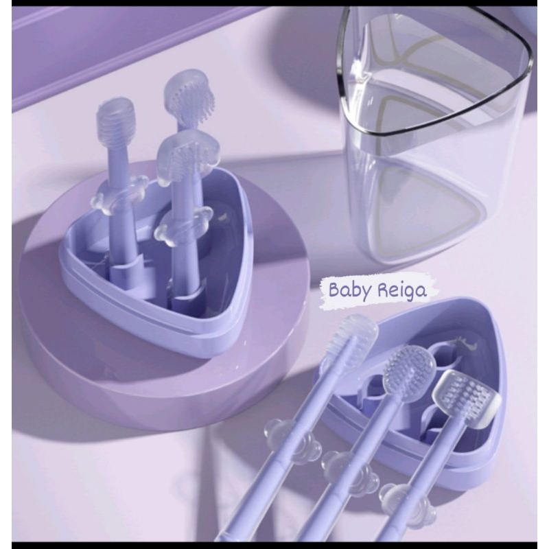 3 in 1 Sikat Gigi Bayi silikon / Sikat lidah bayi bahan silicone